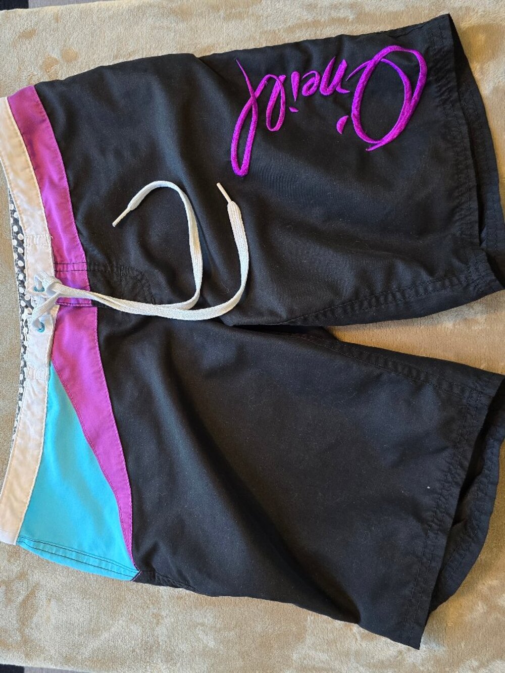 O'Neill Swim Board Shorts Women's Size 5 Black Colorblock Y2K